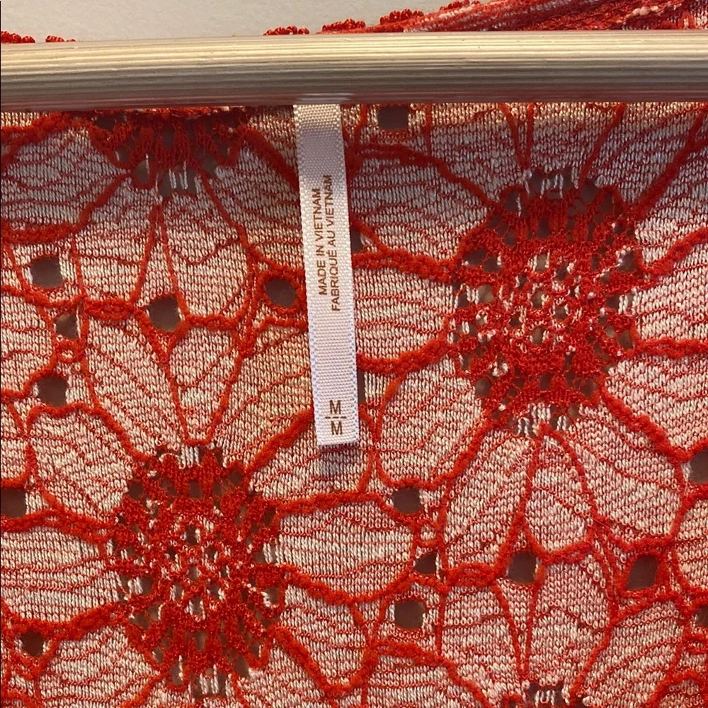 Free People Red Fitted Long Sleeve Delilah Dress